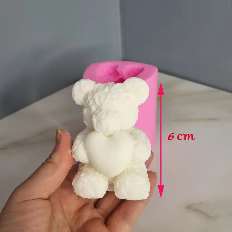قالب شمع مدل خرس تدی گل گلی قلب به دست کد C 06CM