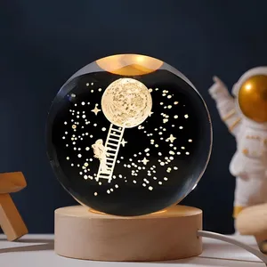 چراغ خواب مدل گوی کریستالی نردبان و ماه سایز 8