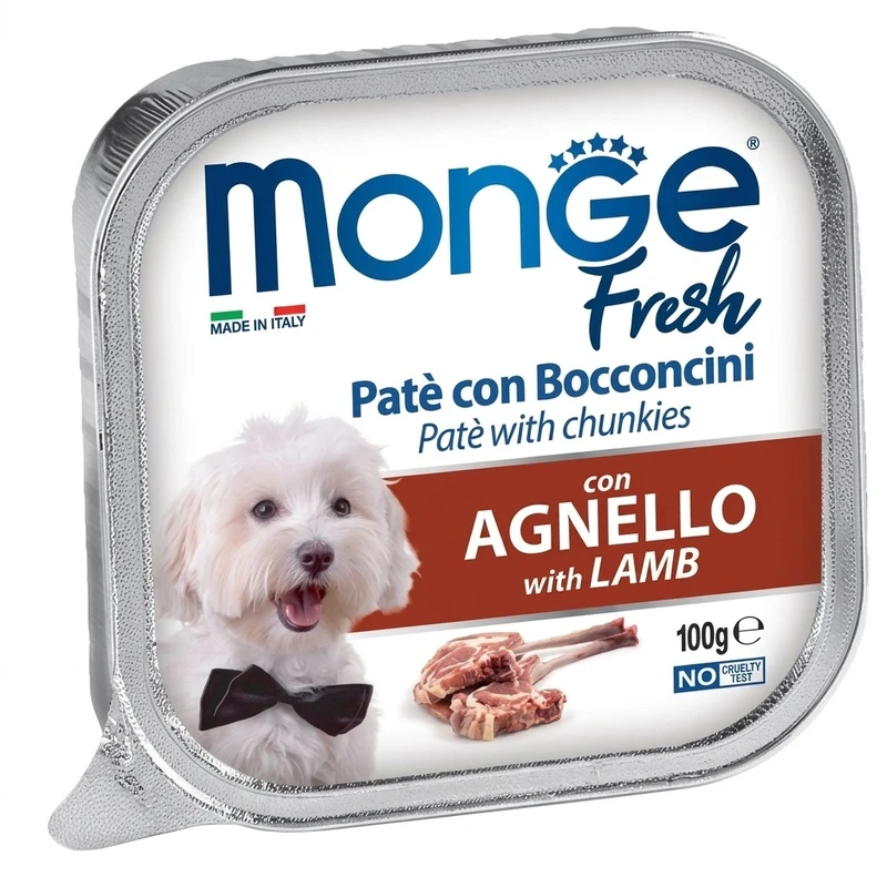 کنسرو ووم سگ بالغ مونژه مدل Monge Fresh Paté طعم بره وزن 100 گرم