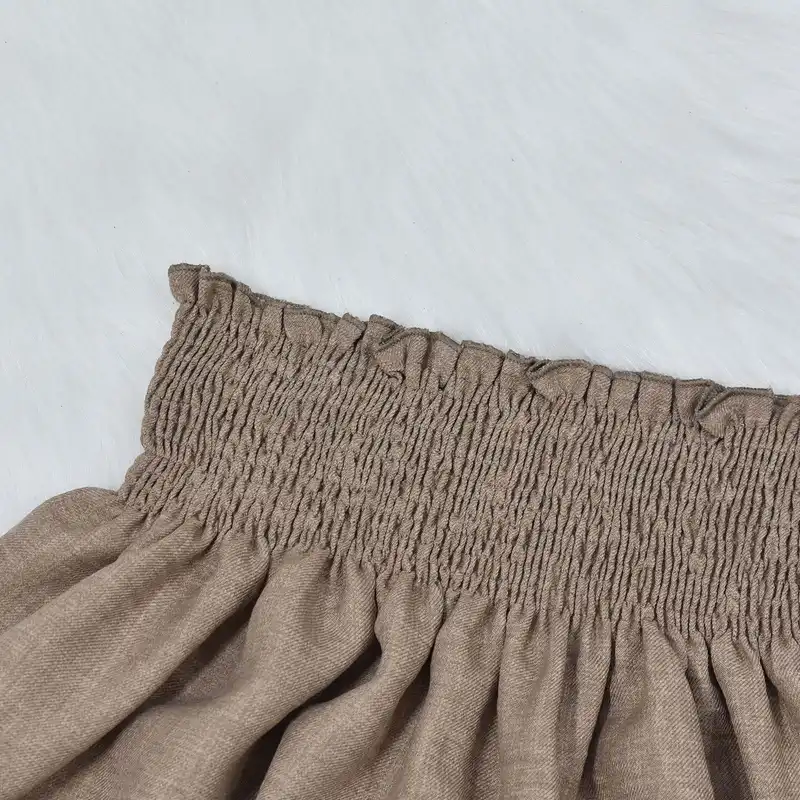 دامن چیندار زنانه دل آویز مدل H389 رنگ خاکی