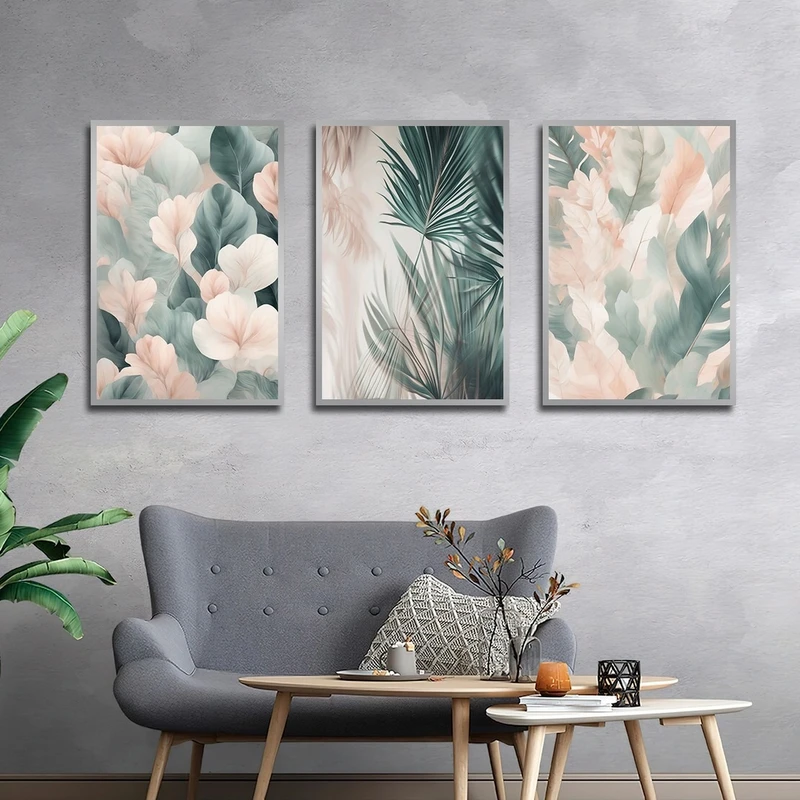 تابلو بکلیت طرح گل و برگ مدل SI-2799 مجموعه 3 عددی