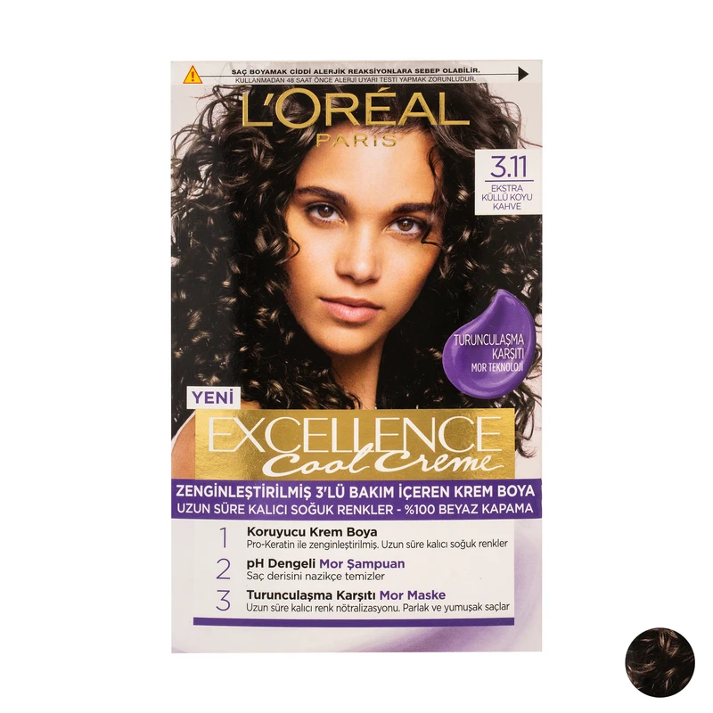 کیت رنگ مو لورآل شماره 3.11 حجم 48 میلی‌لیتر رنگ خاکستری تیره - قهوه‌ای