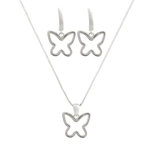 نیم ست نقره زنانه مدل پروانه کد M3034