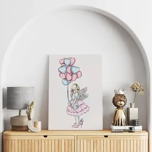 تابلو شاسی مدل دختر بچه و بادکنک های قلبی کد T320628