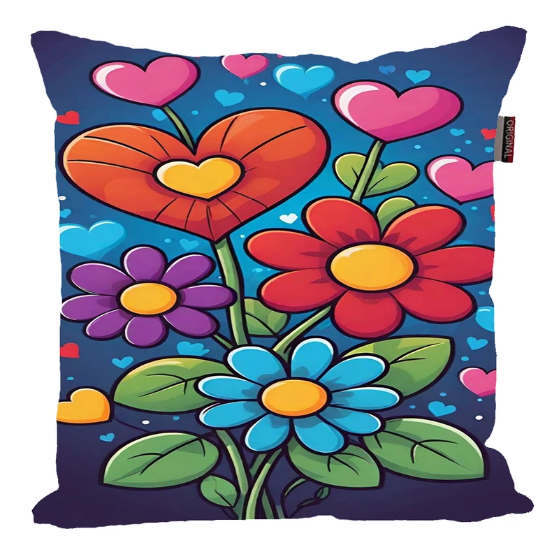 کوسن پاد آفرین مدل مینیمال طرح فانتزی گل و برگ کیوت کد p22