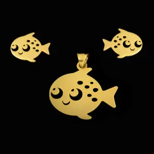 نیم ست طلا 18 عیار دخترانه طلای مستجابی مدل ماهی کد 67124