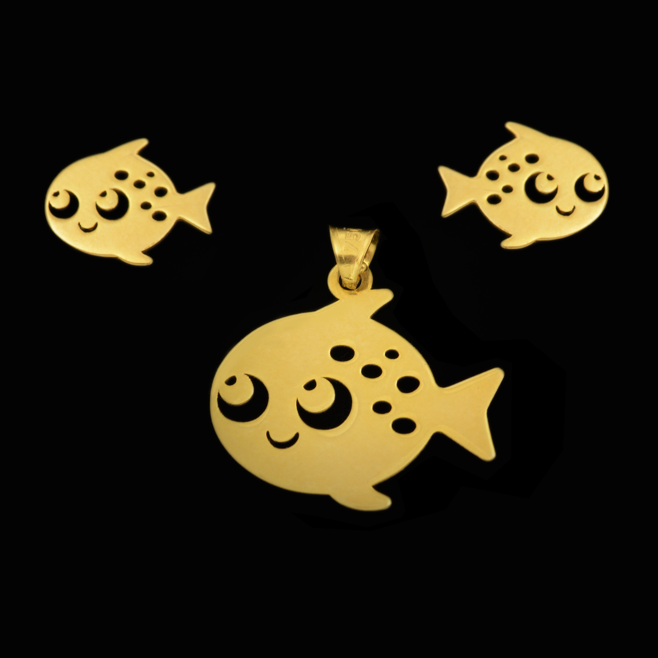 نیم ست طلا 18 عیار زنانه طلای مستجابی مدل ماهی کد 67124