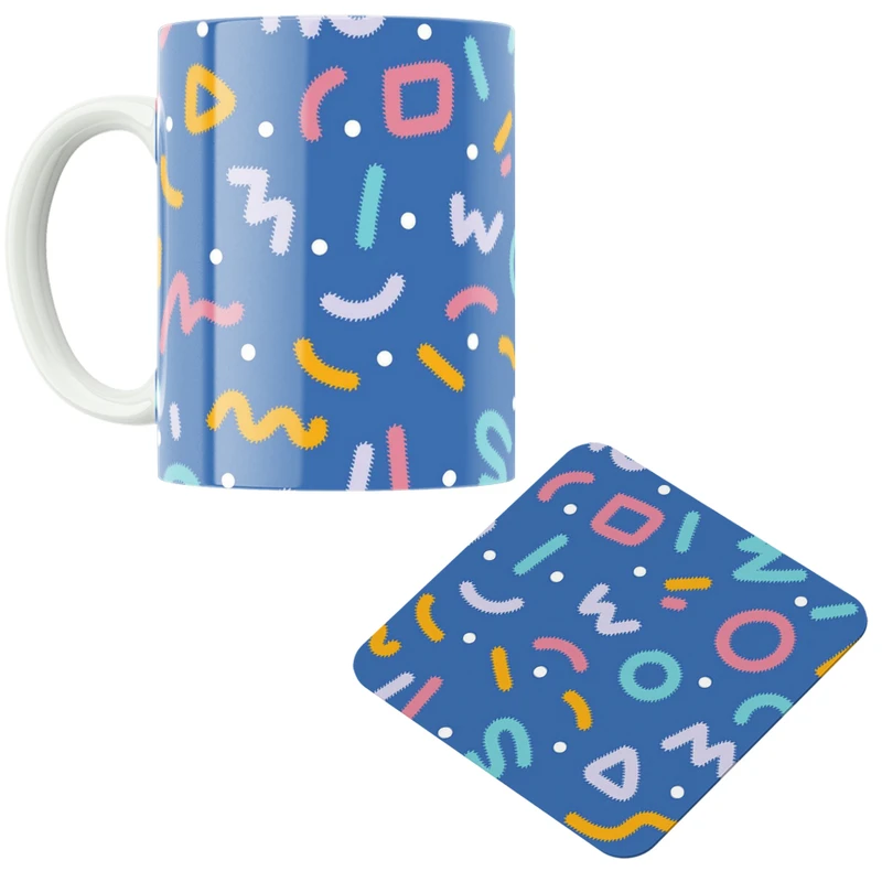 ماگ پاد آفرین مدل خطوط کد DKC507 به همراه زیر لیوانی