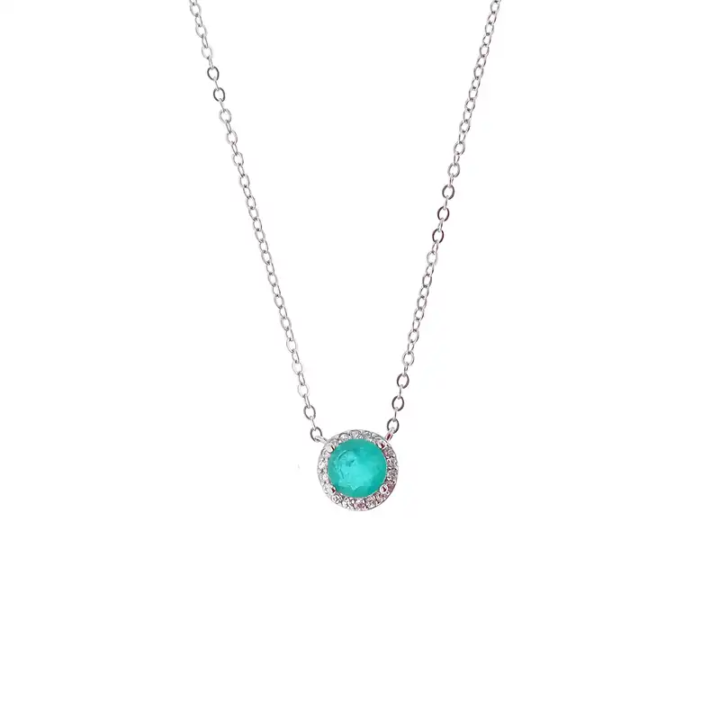 گردنبند نقره زنانه مدل سنگ یشم گرد نگین دار کد 54485