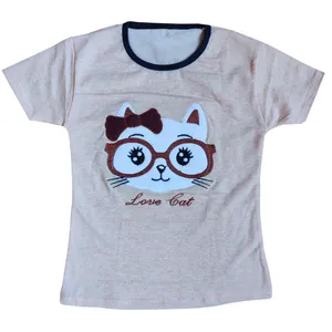 تی شرت آستین کوتاه دخترانه مدل گربه کد 12