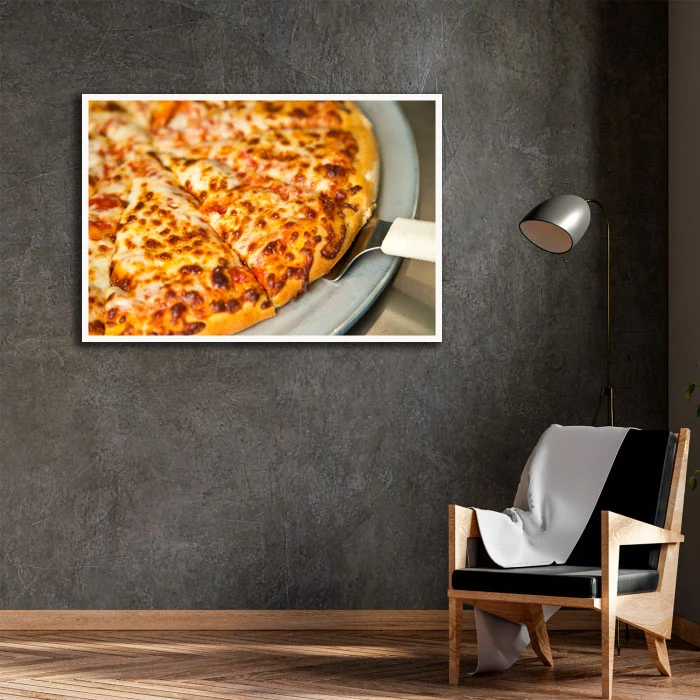 تابلو بکلیت طرح پیتزا مدل W-D2415 فریم سفید