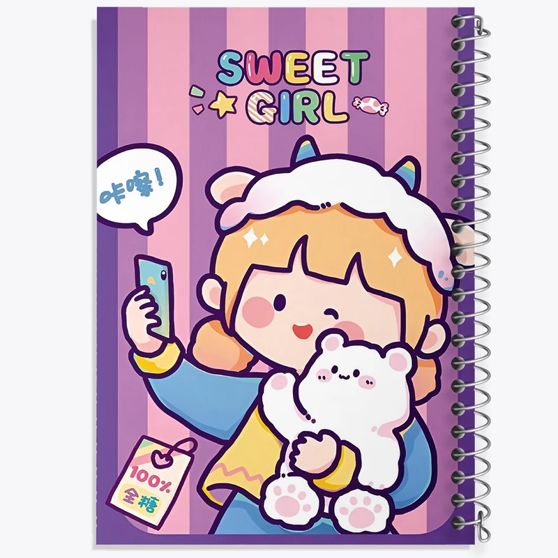 دفتر شطرنجی 50 برگ خندالو طرح دخترانه کیوت کد N3940