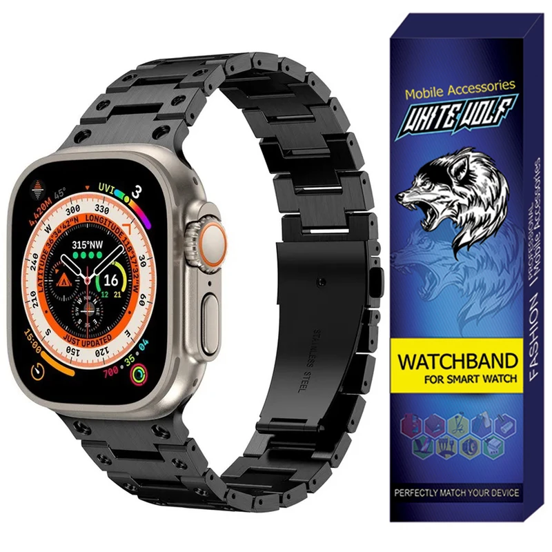 بند وایت ولف مدل W-3Bead Link مناسب برای ساعت هوشمند اسمارت واچ Watch 8 49mm