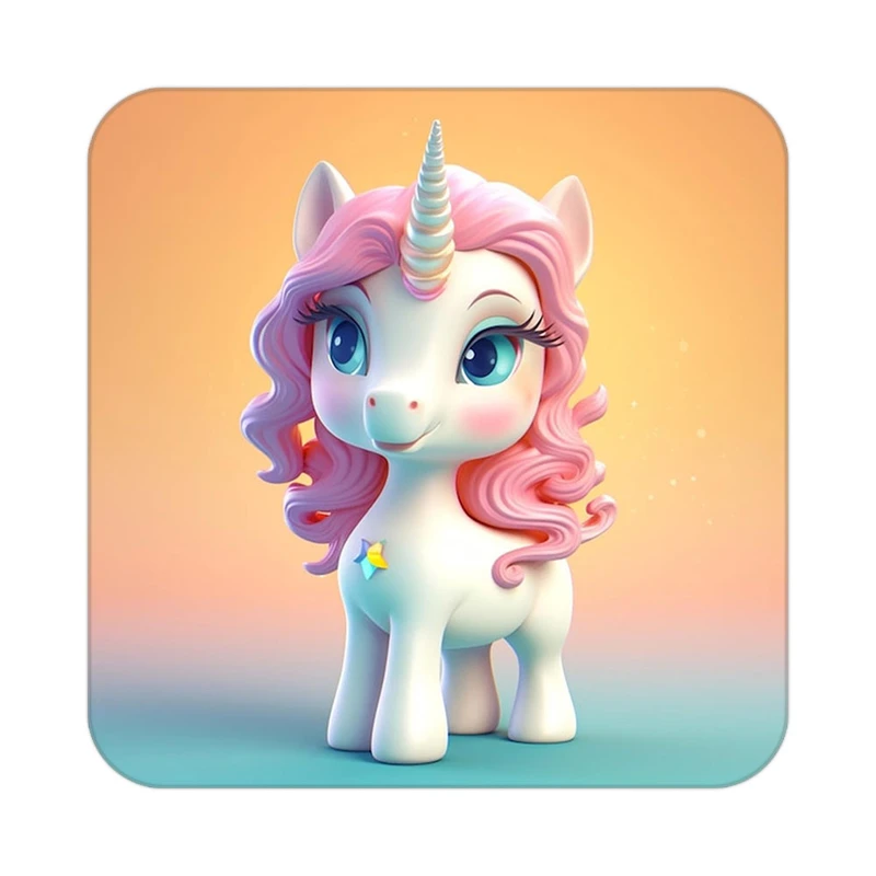 زیر لیوانی کاکتی طرح اسب تک شاخ و یونیکورن مدل mp30191