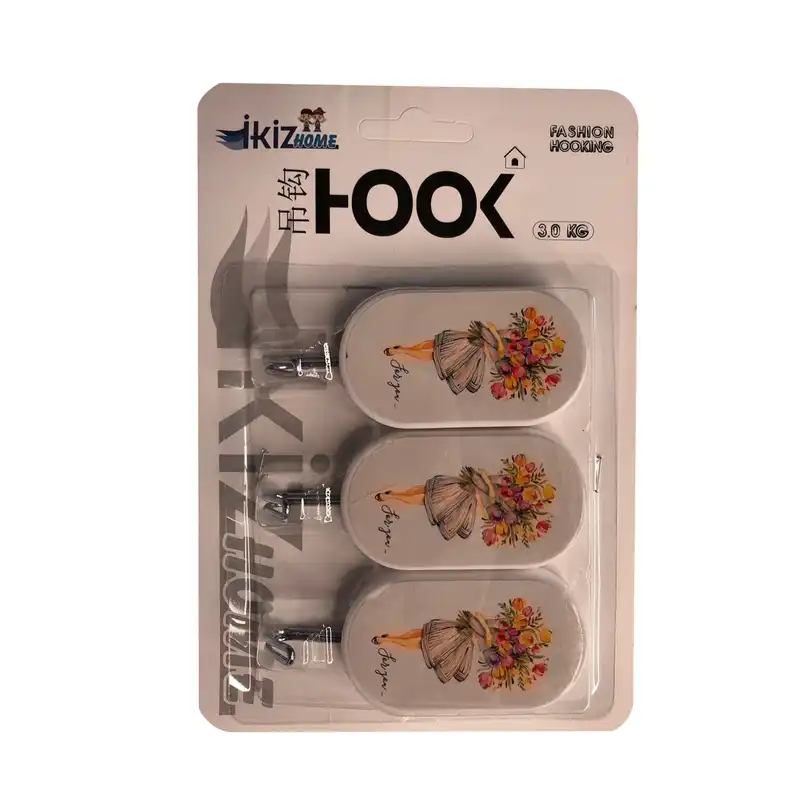 قلاب آویز آشپزخانه مدل هوک طرح دسته گل بسته 3 عددی