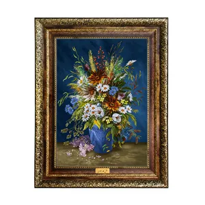 تابلو فرش ماشینی نقش نگار رضوی طرح گل کد 437KH