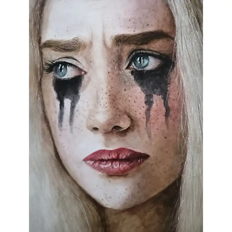 نقاشی آبرنگ طرح اشک