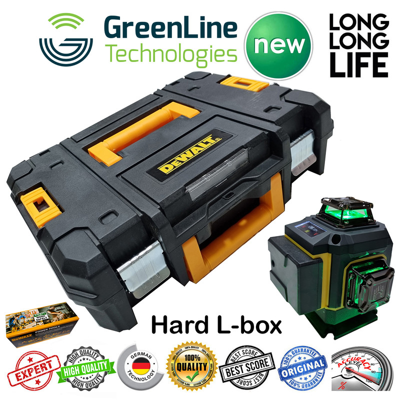 تراز لیزری  دیوالت مدل نور سبز فوق هوشمند 16 لاین کد 4D-16 L Hard Box