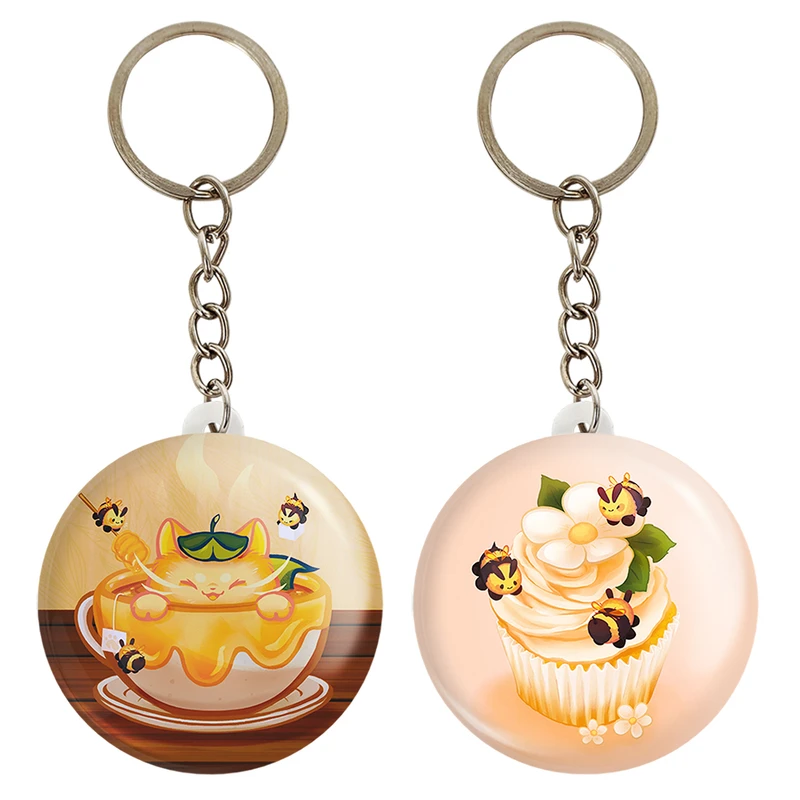 جاکلیدی خندالو مدل زنبور و گربه حیوانات بامزه کد 2106321057 مجموعه 2 عددی