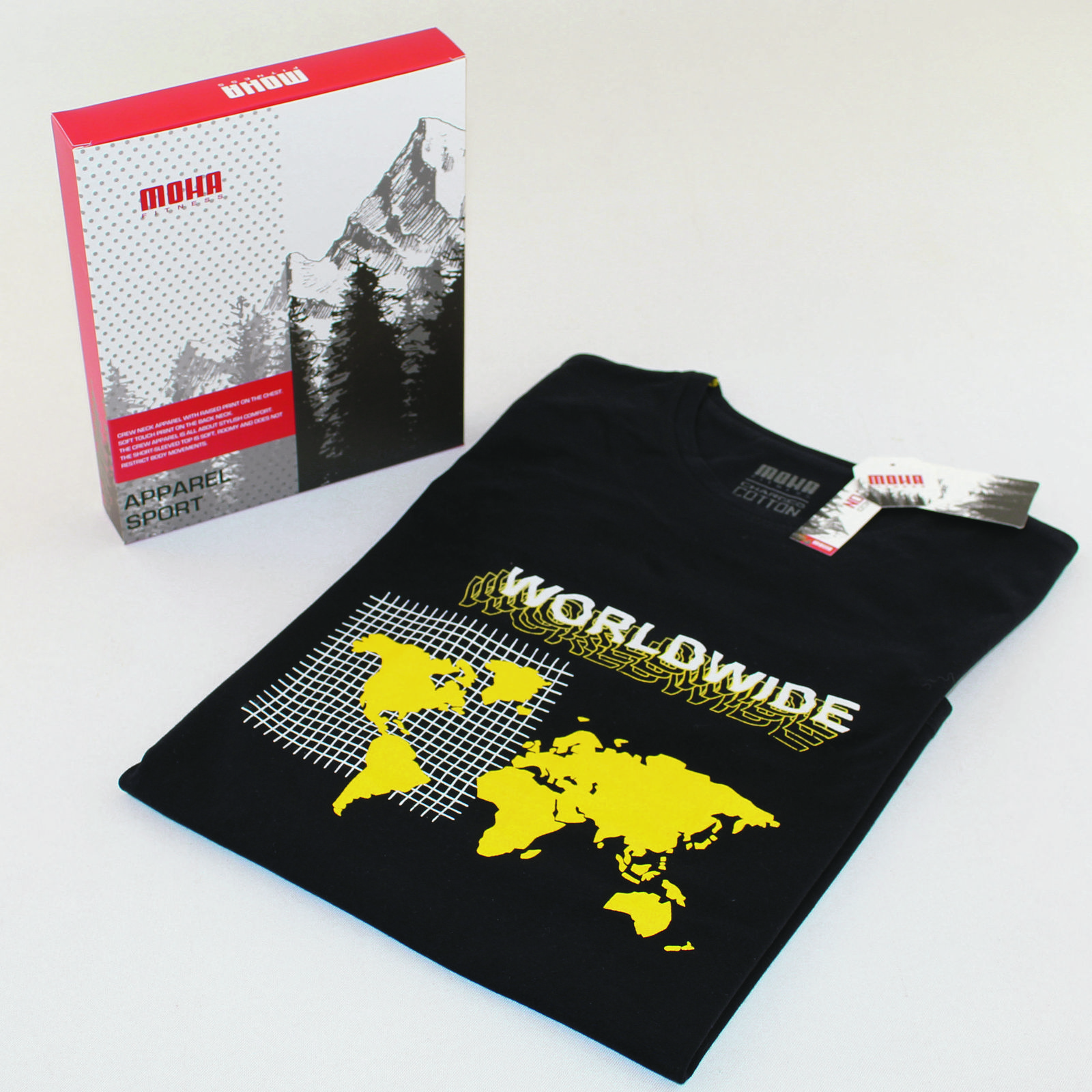 تی شرت آستین کوتاه مردانه موها فیتنس مدل WORLD WIDE -  - 3