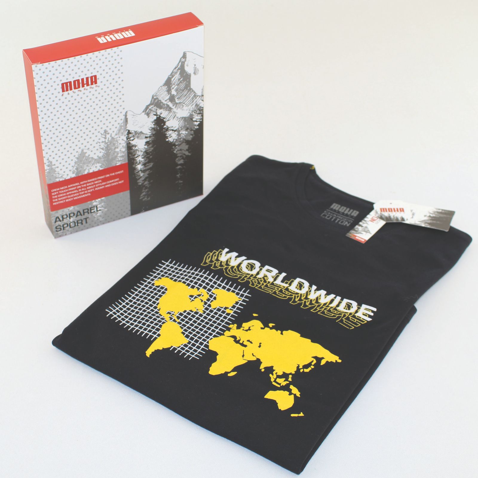 تی شرت آستین کوتاه مردانه موها فیتنس مدل WORLD WIDE -  - 4