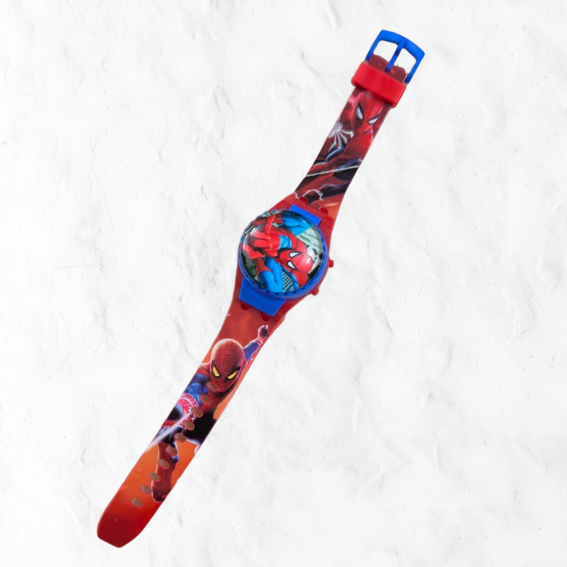 ساعت مچی دیجیتال پسرانه مدل بند سیلیکونی قاب چرخان طرح مرد عنکبوتی