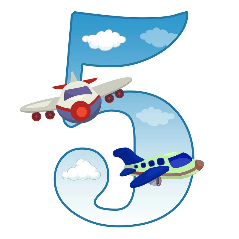 استند رومیزی تولد مدل عدد 5 طرح هواپیما و هلیکوپتر کد 1708