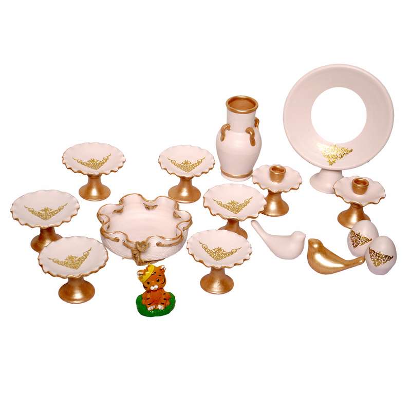 مجموعه ظروف هفت سین 16 پارچه مدل پایه دار کد 1663