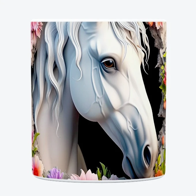 ماگ حس آمیزی طرح سه بعدی دیوار مدل اسب سفید