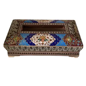 جعبه دستمال کاغذی خاتم کاری طرح تذهیب کد 1660