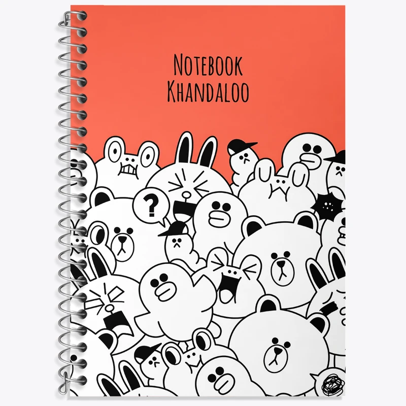 دفتر زبان 50 برگ خندالو مدل سه خط طرح حیوانات کیوت و بامزه کد N3547