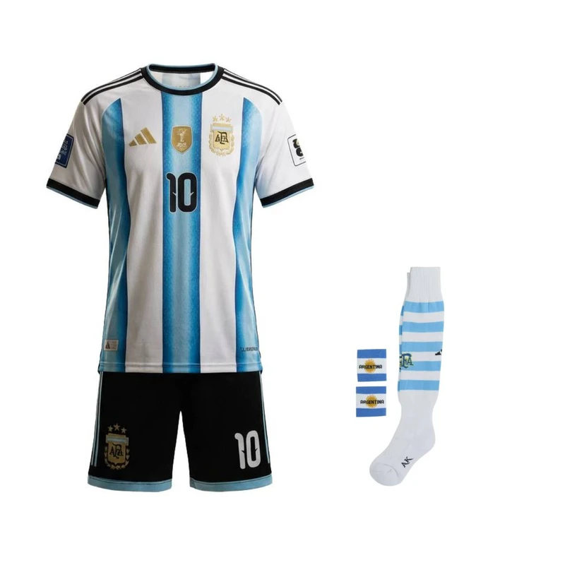ست 5 تکه لباس ورزشی پسرانه مدل آرژانتین جام جهانی 2026 طرح مسی