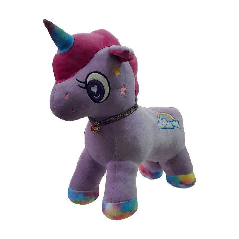 عروسک طرح اسب تک شاخ مدل رنگین کمان طول 50 سانتی متر