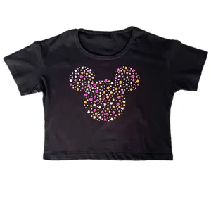 کراپ تاپ آستین کوتاه زنانه مدل شبرنگ میکی