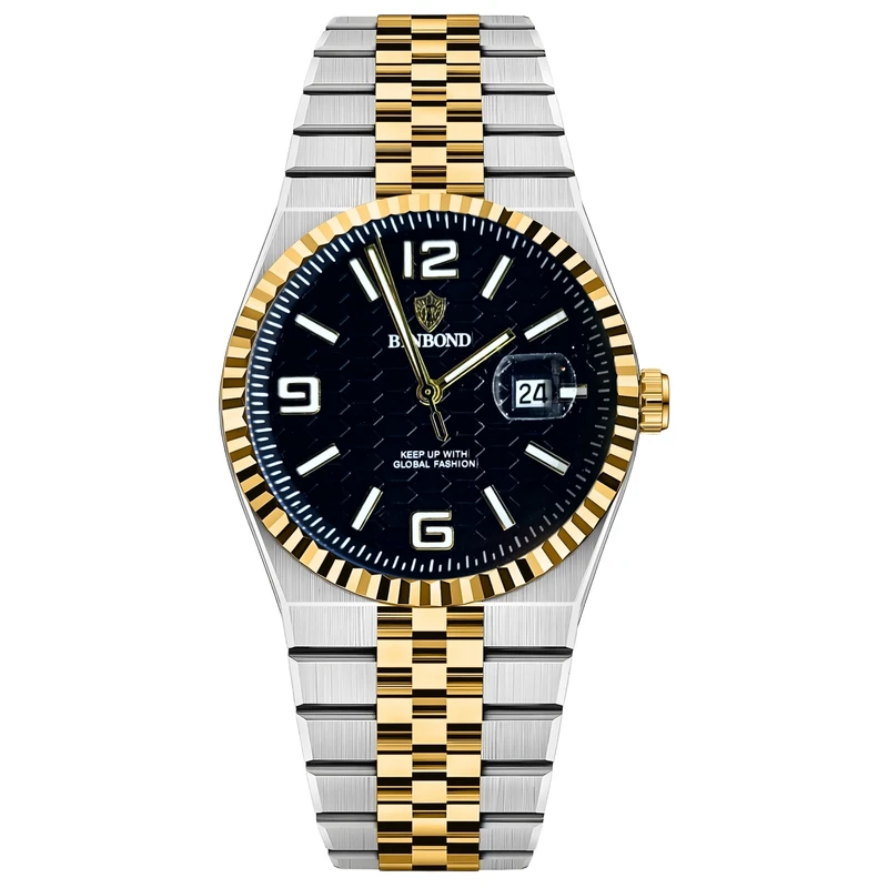 ساعت مچی عقربه‌ای کوارتز مردانه بین باند مدل دیت جاست قفل مخفی کد 004