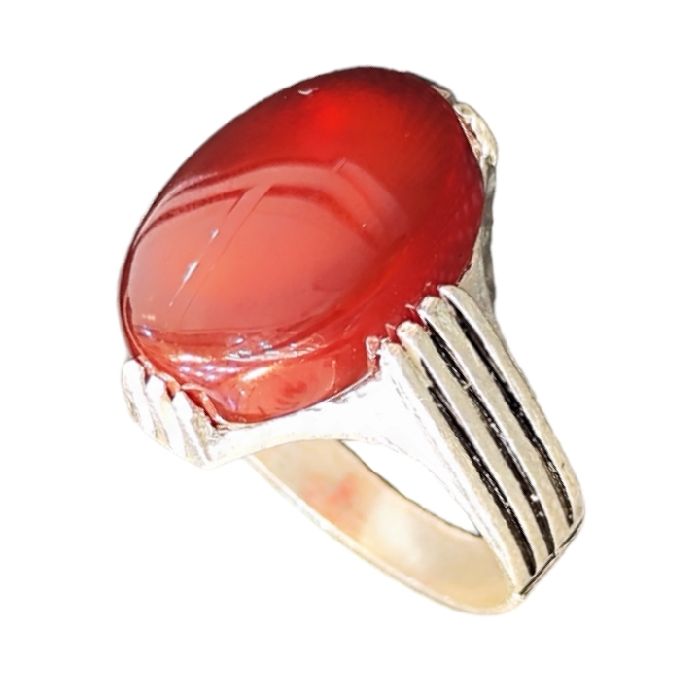 انگشتر نقره مردانه مدل سنگ عقیق رضوی کد 7400 -  - 10