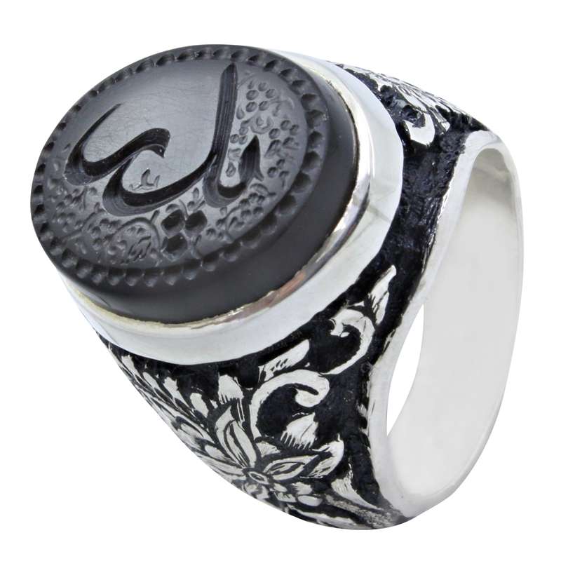 انگشتر نقره مردانه مدل عقیق خطی کد x5