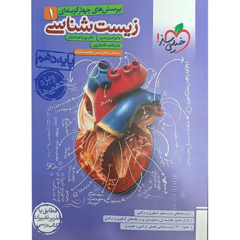 کتاب پرسشهای چهارگزینه ای زیست شناسی 1 پایه دهم اثر جمعی از نویسندگان انتشارات خیلی سبز