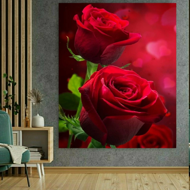  تابلو بوم طرح گل رز قرمز کد BK1786