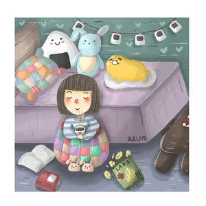 تابلو کودک و نوزاد طرح دختر و فنجان چایی کد wkt196