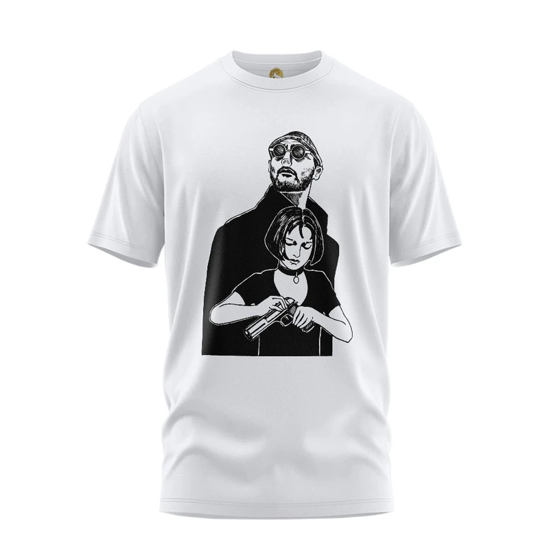 تی شرت آستین کوتاه مردانه هومرو مدل TW435 طرح لئون حرفه‌ای و ماتیلدا