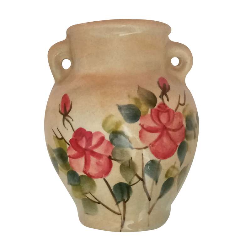 گلدان سفالی طرح گل سرخ