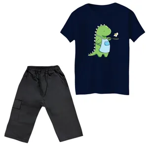 ست تی‌شرت و شلوارک پسرانه مدل دایناسور کد 36