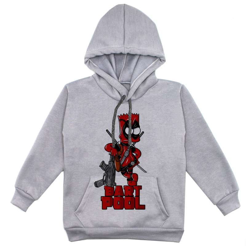 هودی پسرانه مدل مدل ددپول F34 رنگ طوسی