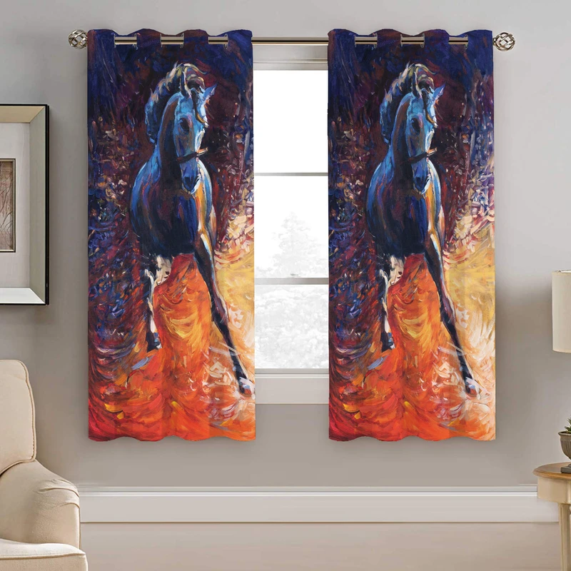 پرده نیروانا طرح نقاشی اسب مدل هازان کد 8518 سایز 140×200 سانتی متر