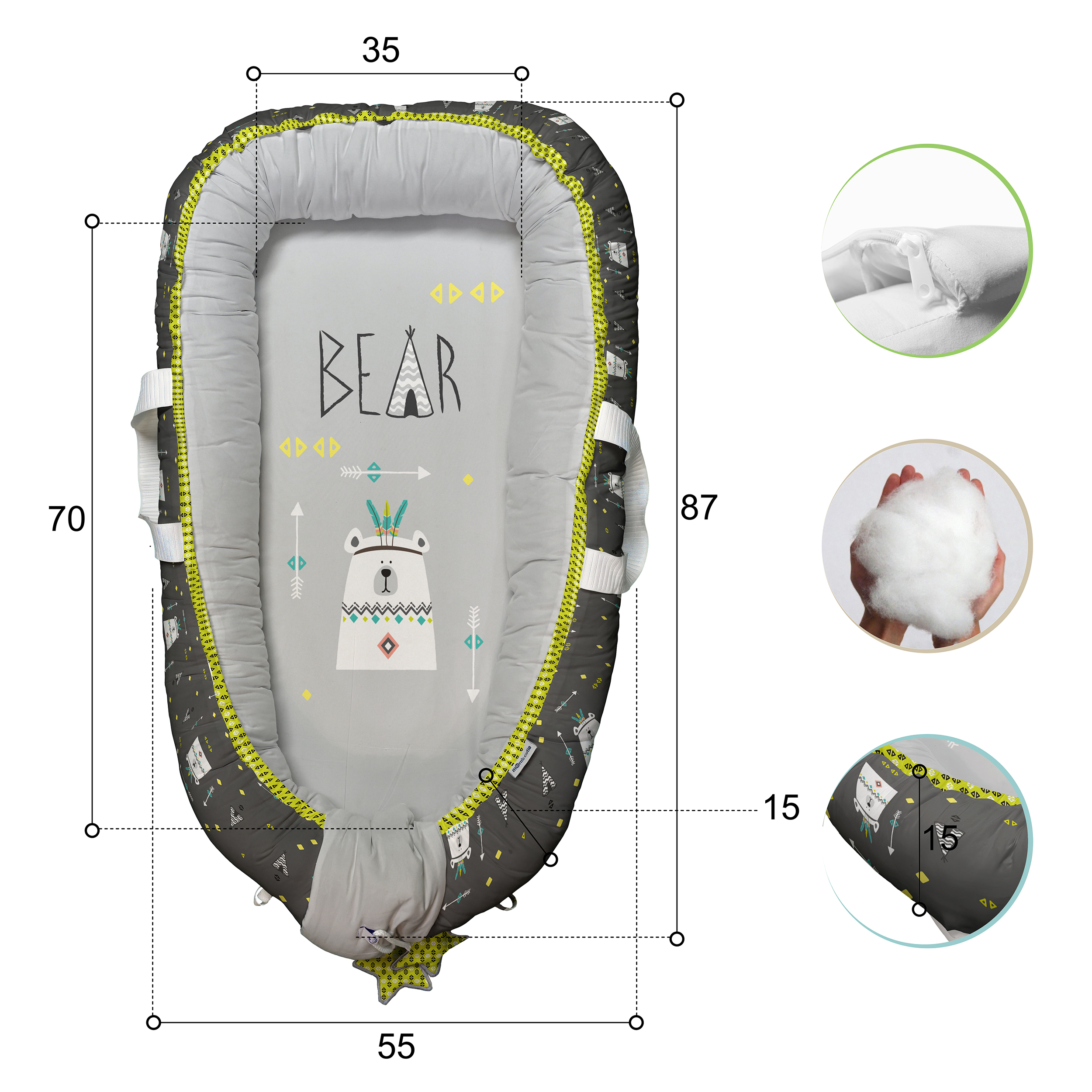سرویس خواب کودک 3 تکه مامزکیوتی مدل خرس قطبی TL63