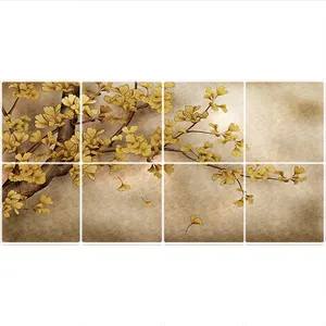 تایل سقفی طرح درخت طلائی کد  1498-8 سایز 60x60 سانتی متر مجموعه 8عددی