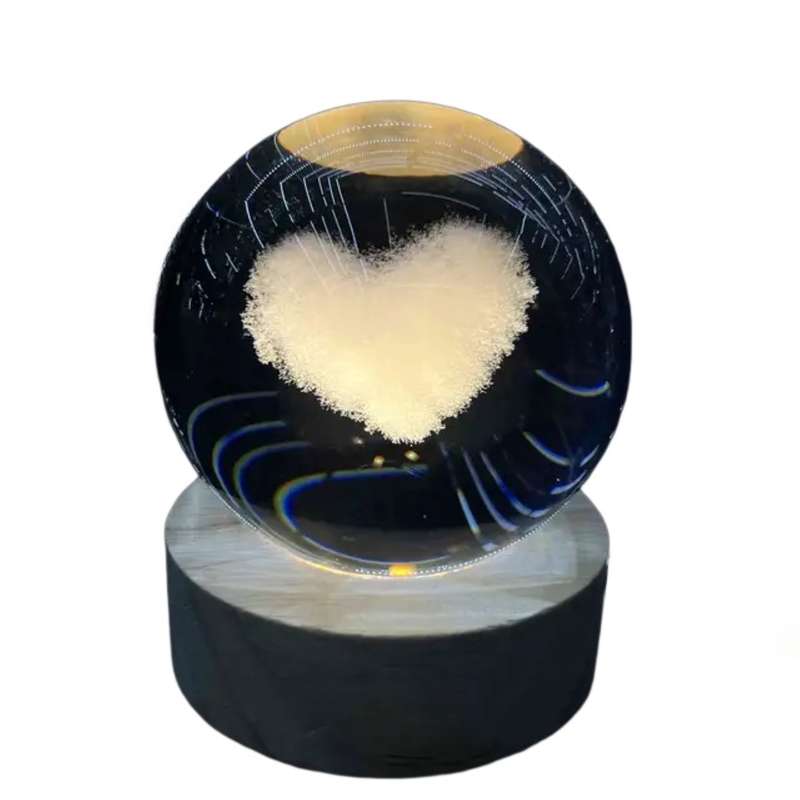 چراغ خواب مدل گوی کریستالی طرح قلب 3D چراغ خواب مدل گوی کریستالی طرح قلب 3D
