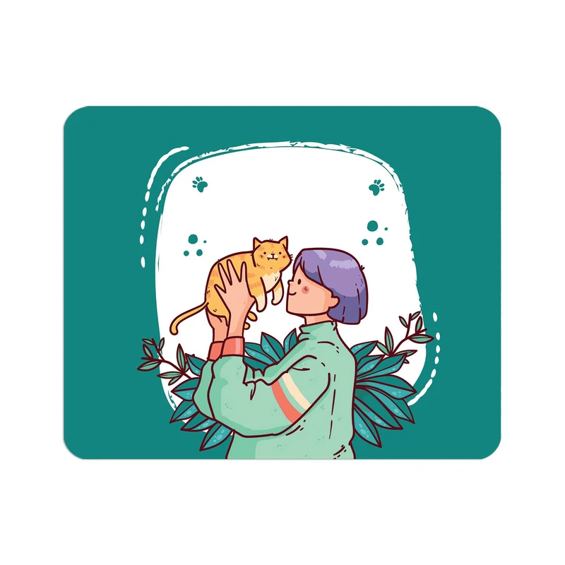 ماوس پد مستر پیکد طرح گربه و دختر کد PCD-MP1007