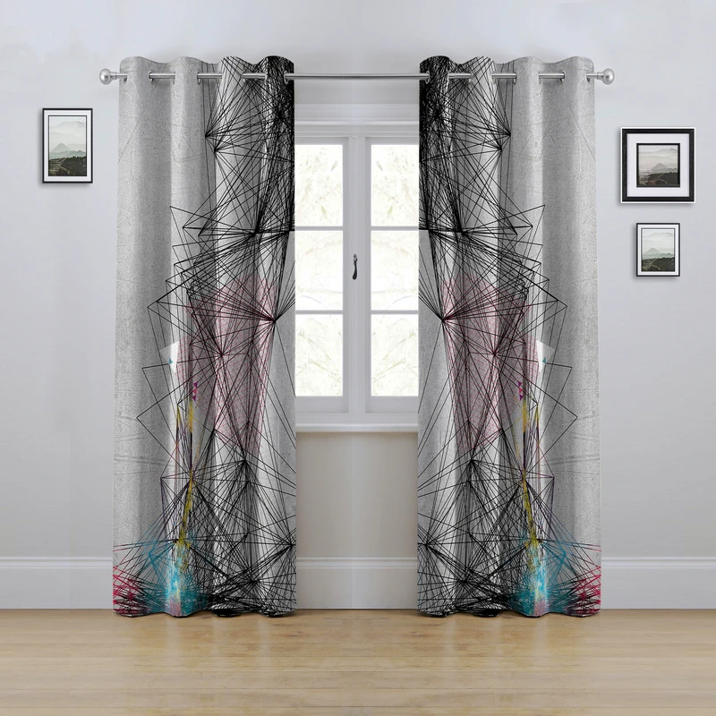 پرده مدل پانچی طرح هندسی سایز 280x145 سانتی متر